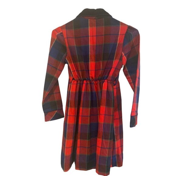 Love Girls Red Plaid  Long Sleeved Dress Size 7 Made in USA Vintage 1980's - Picture 4 of 6